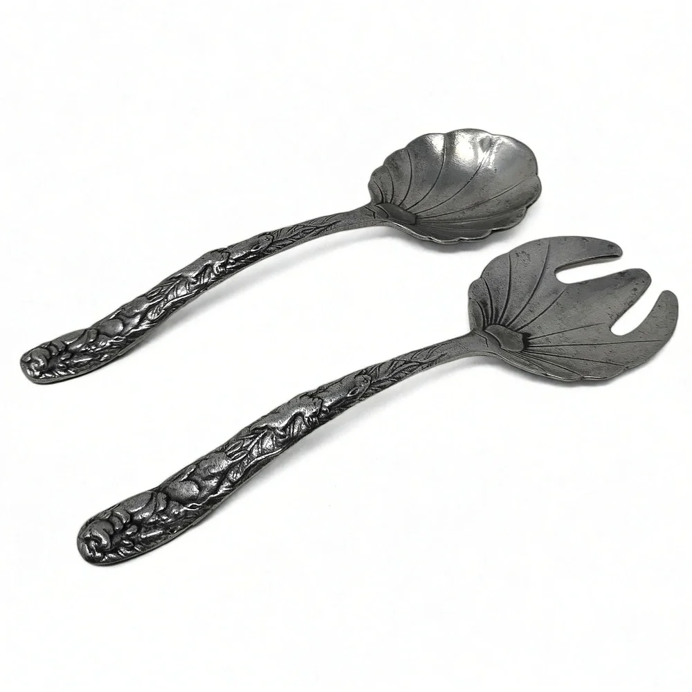Arthur Court Serving Set Bunny Rabbit Handle Clam Shell Aluminum 1990 Vintage